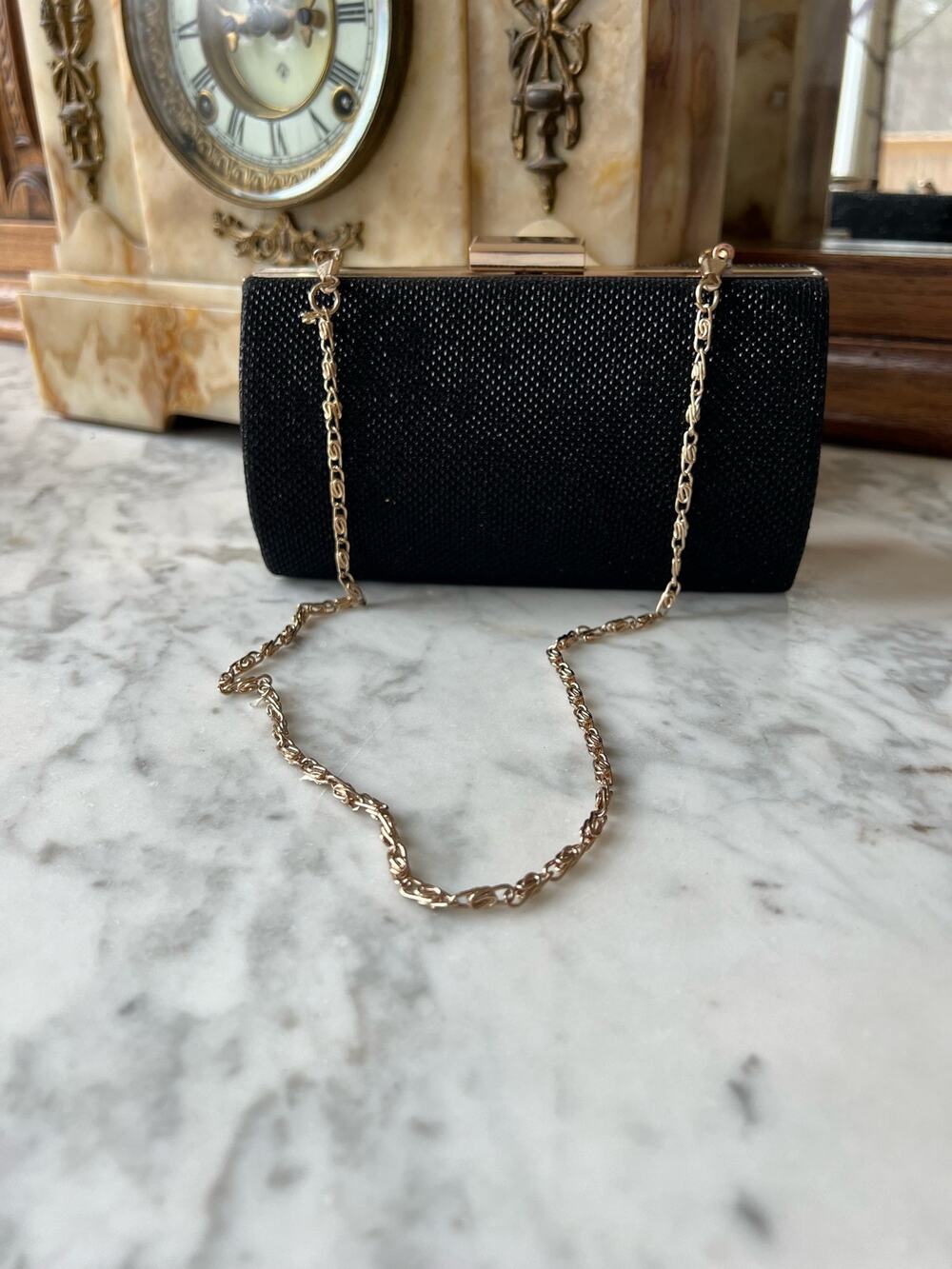Black sequin and gold chain clutch / shoulder bag St. Bernard for Dunnes
